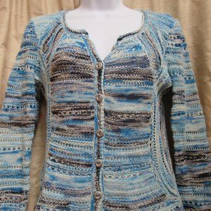 NIC AND ZOE Women's Blue Crocheted Cardigan NEW XS